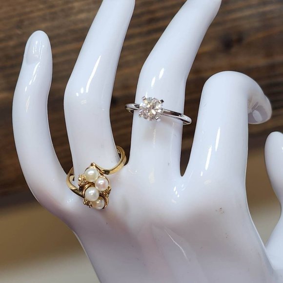 Faux pearl with 14K gold plate Beautiful Rings SET OF 2 - Picture 5 of 9